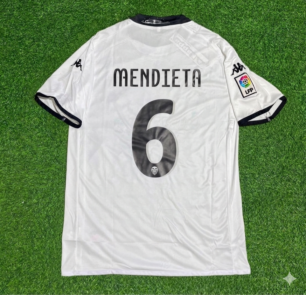 Gaizka Mendieta #6 Valencia White Retro Football Jersey