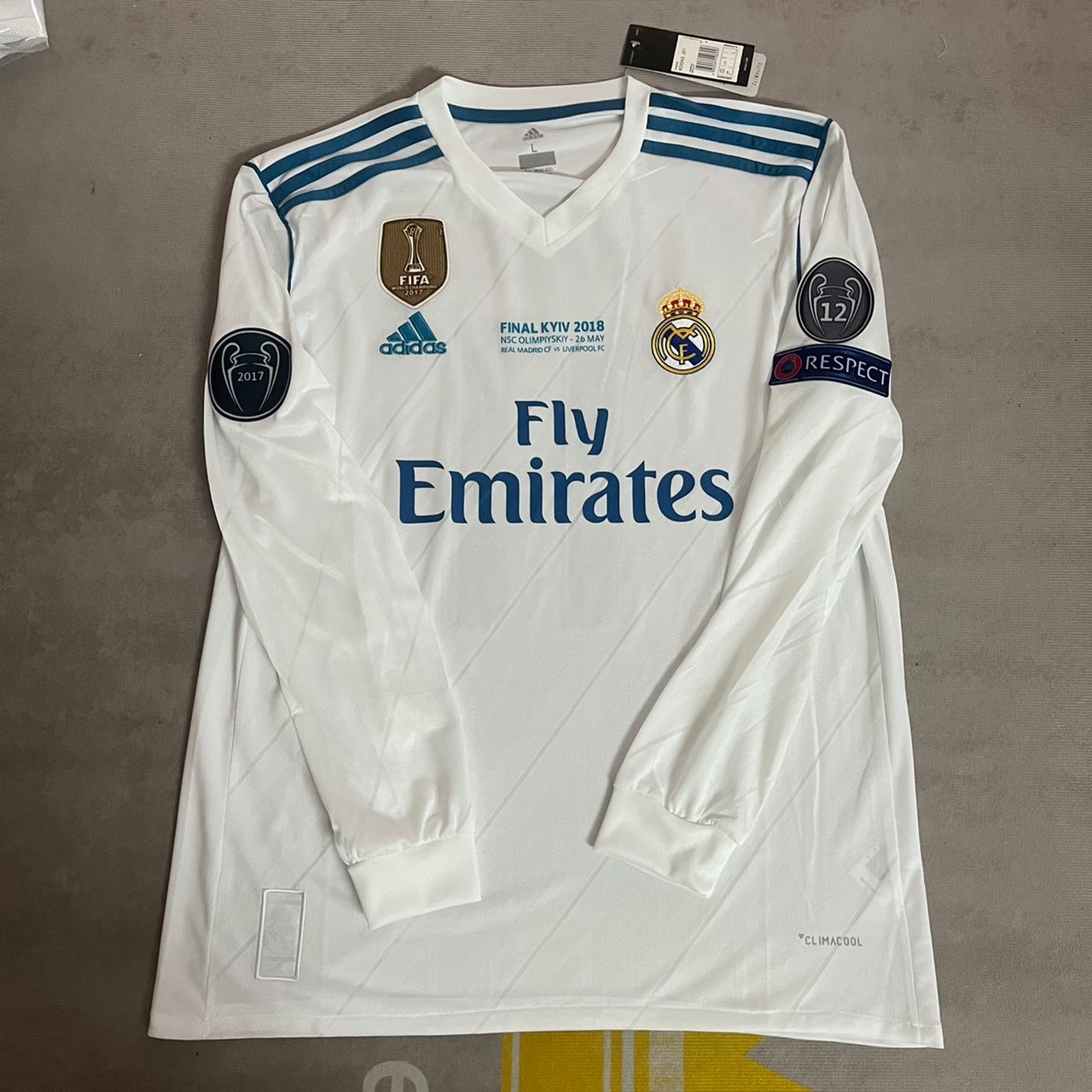 Gareth Bale Real Madrid Champions League Final Kyiv 2018 White Retro Jersey Trikot