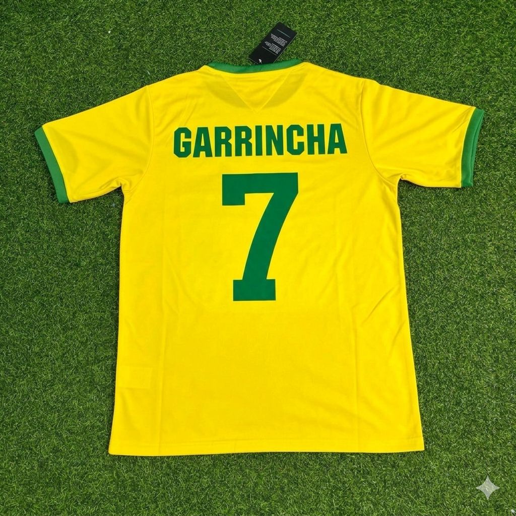 Garrincha Brazil Retro Home Football Jersey Trikot Maillot