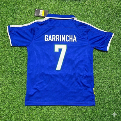 Garrincha Brazil Blue Retro Football Jersey