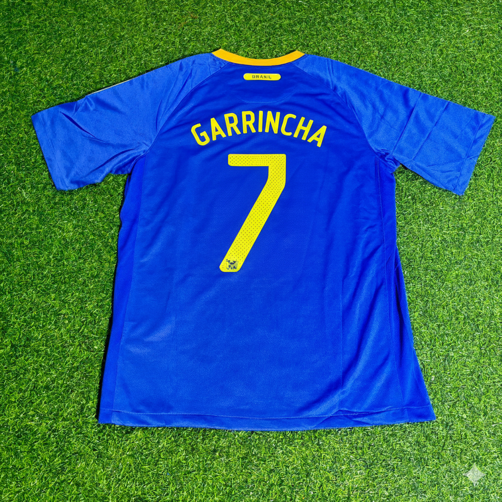 Garrincha Brazil 2010 World Cup Retro Blue Jersey Trikot