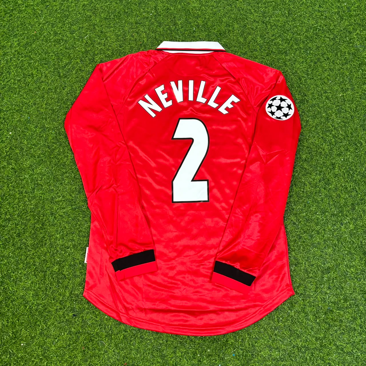 Gary Neville Manchester United 1999 Champions League Final Retro Football Jersey Kit