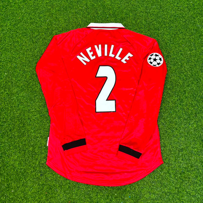Gary Neville Manchester United 1999 Champions League Final Retro Football Jersey Kit