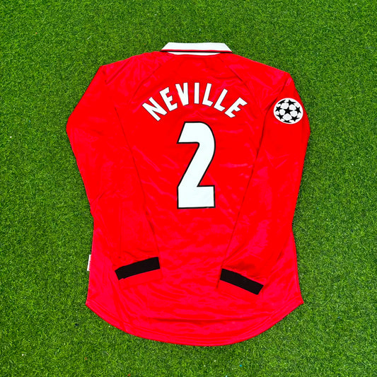 Gary Neville Manchester United 1999 Champions League Final Retro Football Jersey Kit