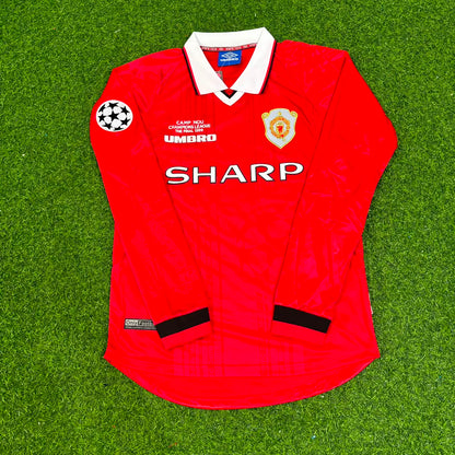 Gary Neville Manchester United 1999 Champions League Final Retro Football Jersey Kit