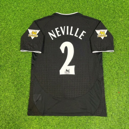 Gary Neville Manchester United 2003-2004 Away Black Retro Football Jersey