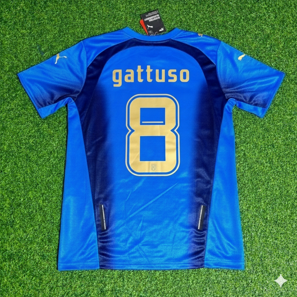 Gennaro Gattuso 8 - Italy 2006 World Cup Final Retro Jersey Maillot Trikot Maglia Soccer Shirt