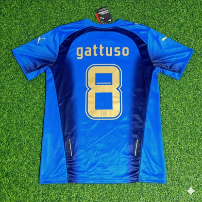 Gennaro Gattuso 8 - Italy 2006 World Cup Final Retro Jersey Maillot Trikot Maglia Soccer Shirt
