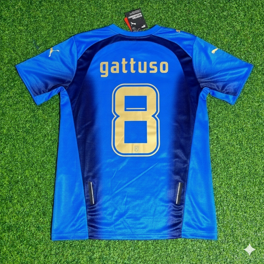Gennaro Gattuso 8 - Italy 2006 World Cup Final Retro Jersey Maillot Trikot Maglia Soccer Shirt