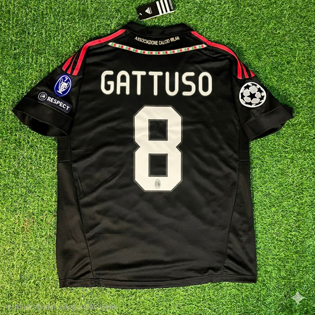 Gennaro Gattuso 8 - Milan Third Kit 2011/12 Retro Kit Jersey Maillot Trikot Soccer Shirt