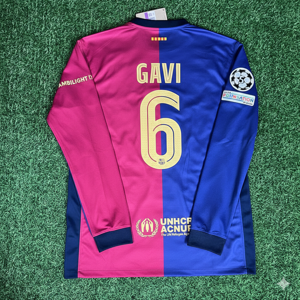 Gavi 6- Barcelona 2025 Champions League Long Sleeve Jersey Soccer Shirt