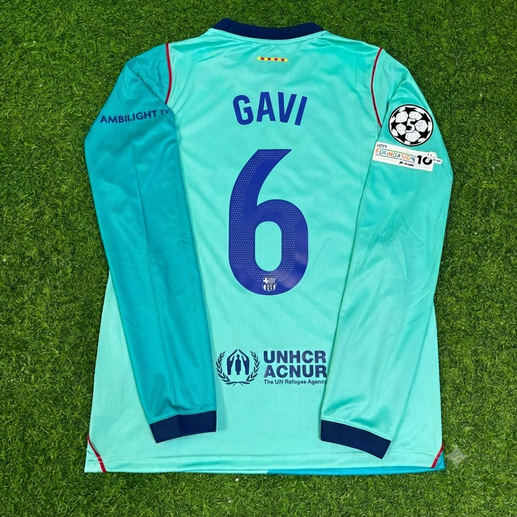 Gavi #6 Barcelona 2027 New Season Long Sleeve Jersey Trikot Maillot Soccer Shirt