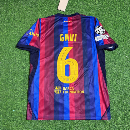 Gavi #6 Barcelona 2027 New Season Champions League Patch Home Jersey Trikot Maillot Soccer Shirt