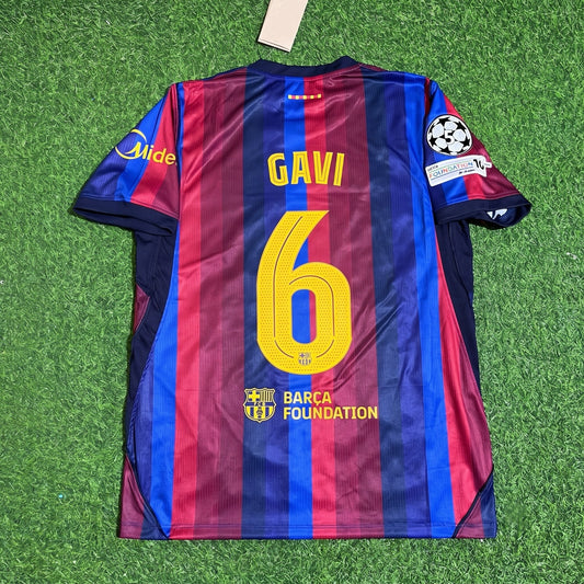 Gavi #6 Barcelona 2027 New Season Champions League Patch Home Jersey Trikot Maillot Soccer Shirt