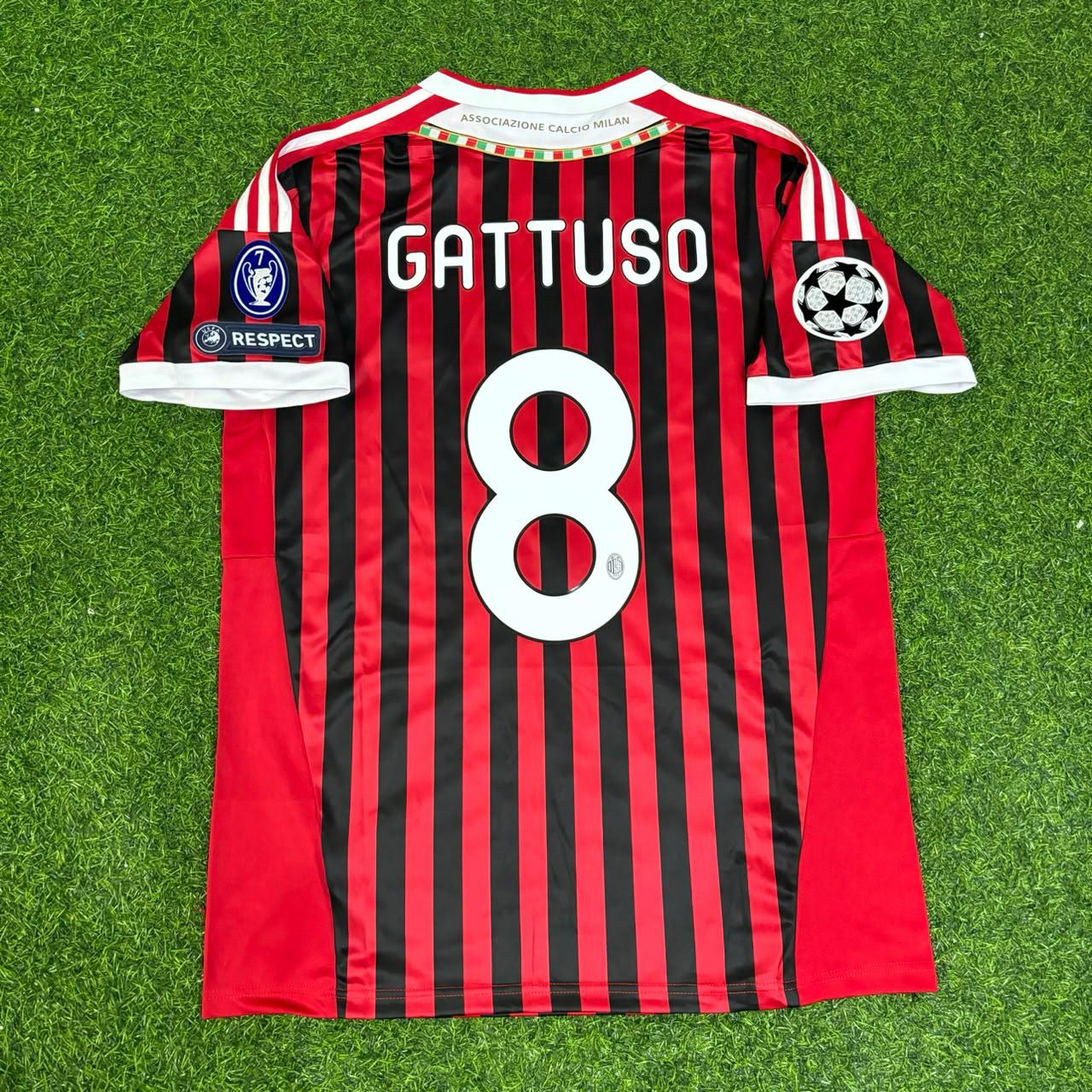 Gennaro Gattuso 8 - AC Milan Home 2011/12 Retro Kit Jersey Maillot Trikot Soccer Shirt