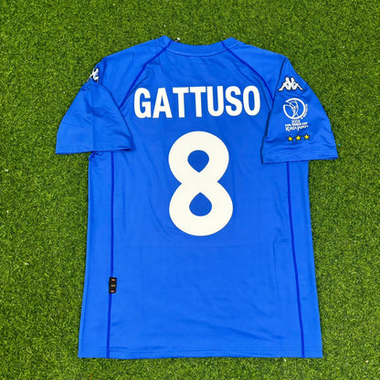 Gennaro Gattuso #8 Italy 2002 World Cup Home Retro Jersey