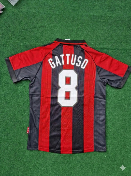 Gennaro Gattuso 8- AC Milan 1999 Retro Football Jersey