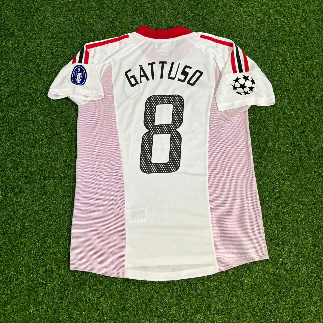 Gennaro Gattuso AC Milan 2003 Champions League Final Old Trafford White Retro Jersey Maglia Maillot