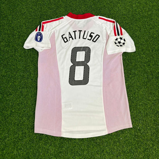 Gennaro Gattuso AC Milan 2003 Champions League Final Old Trafford White Retro Jersey Maglia Maillot