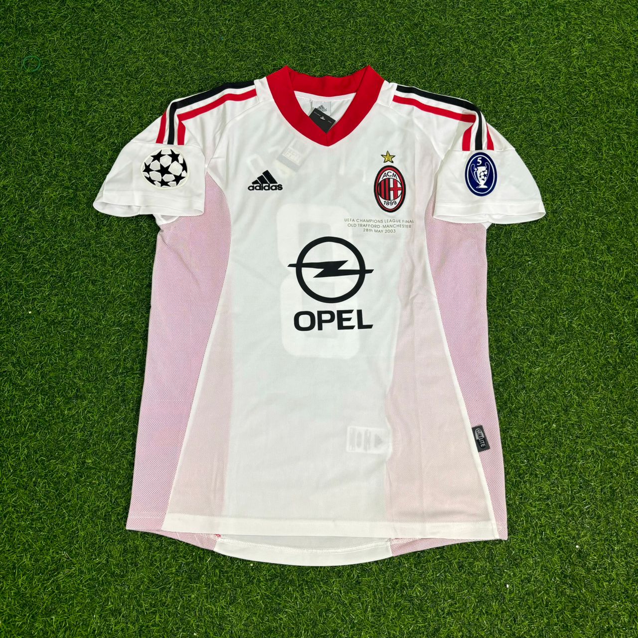 Gennaro Gattuso AC Milan 2003 Champions League Final Old Trafford White Retro Jersey Maglia Maillot