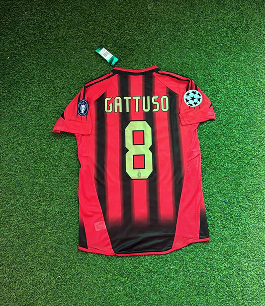 Gennaro Gattuso 8 – Milan 2004/2005 Maillot domicile rétro rouge et noir