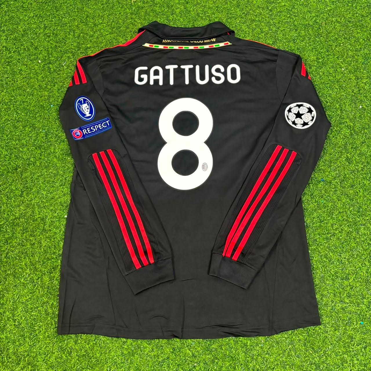Gennaro Gattuso AC Milan 2011/12 Red & Black Retro Football Jersey Kit