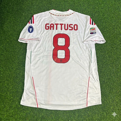 Gennaro Gattuso #8 Milan 2011-2012 White Away Retro Football Jersey