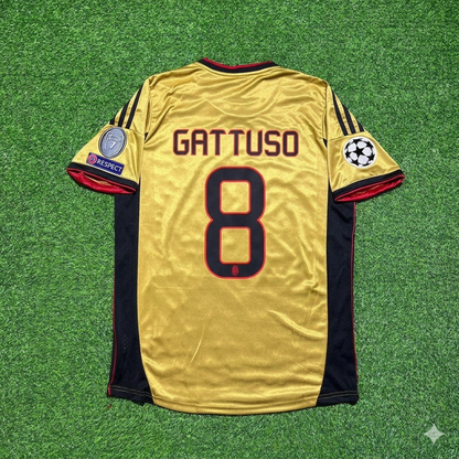 Gennaro Gattuso #8 AC Milan Gold Retro Trikot Jersey