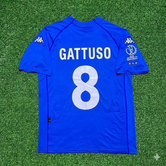Gennaro Gattuso #8 Italy 2002 World Cup Home Retro Jersey