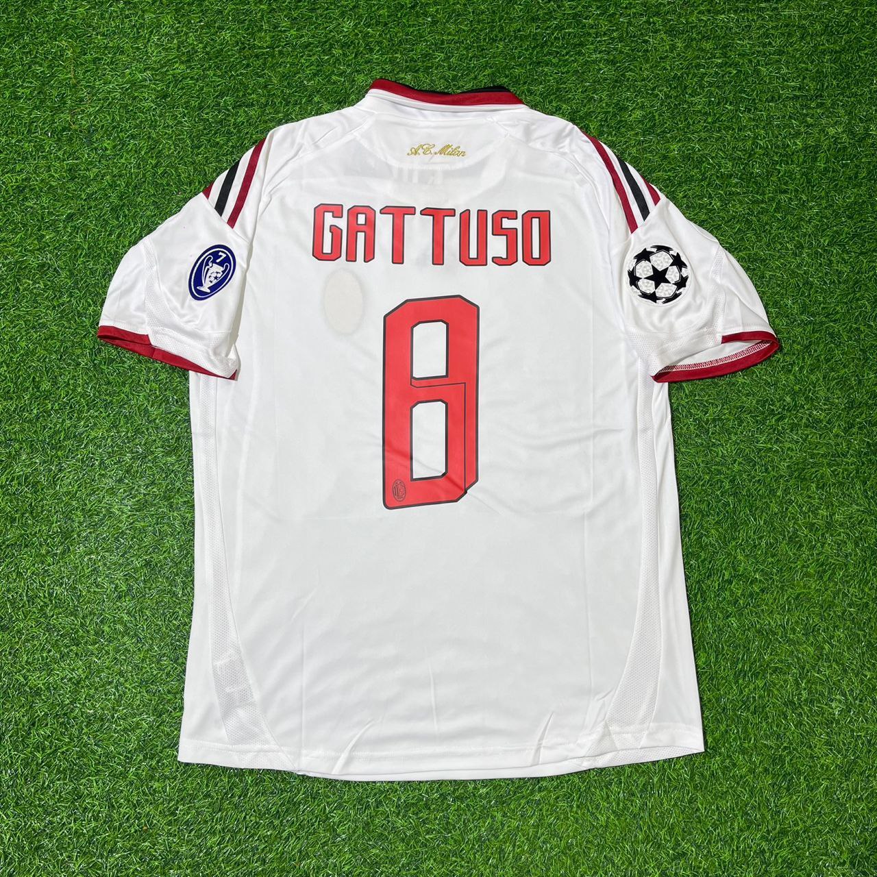 Gennaro Gattuso Milan 2009 2010 Season White Retro Jersey Trikot Maillot