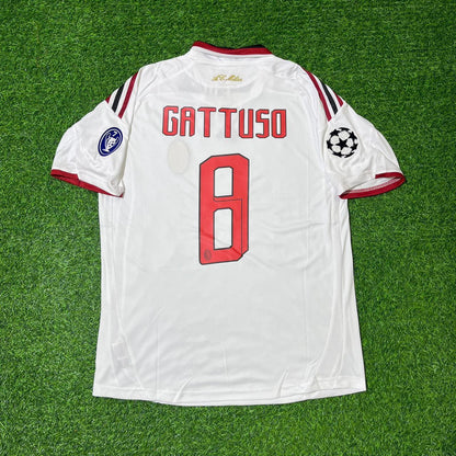 Gennaro Gattuso Milan 2009 2010 Season White Retro Jersey Trikot Maillot