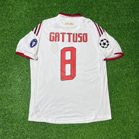 Gennaro Gattuso Milan 2009 2010 Season White Retro Jersey Trikot Maillot