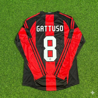 Gennaro Gattuso AC Milan 2010-2011 Home Log Sleeve Retro Football Jersey