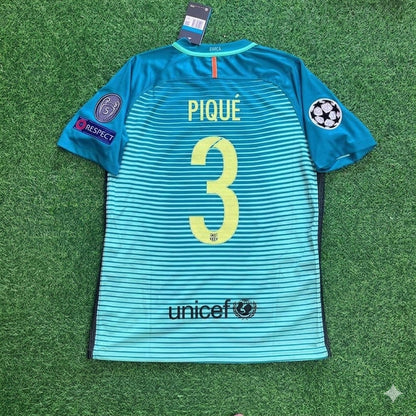 Gerard Pique #3 Barcelona 2016/17 Auswärts Retro Trikot Fußball Trikot Shirt