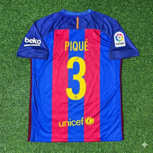 Gerard Piqué #3 FC Barcelona 2016-2017 Home Retro Football Jersey
