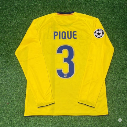 Gerard Pique FC Barcelona 08/09 Season Yellow Away Retro Jersey Trikot Soccer Shirt