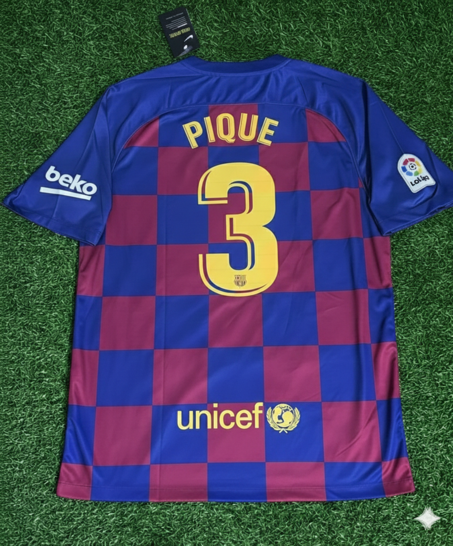 Gerard Pique – Barcelona 2019/20 Home Retro Jersey Trikot Maillot Soccer Shirt