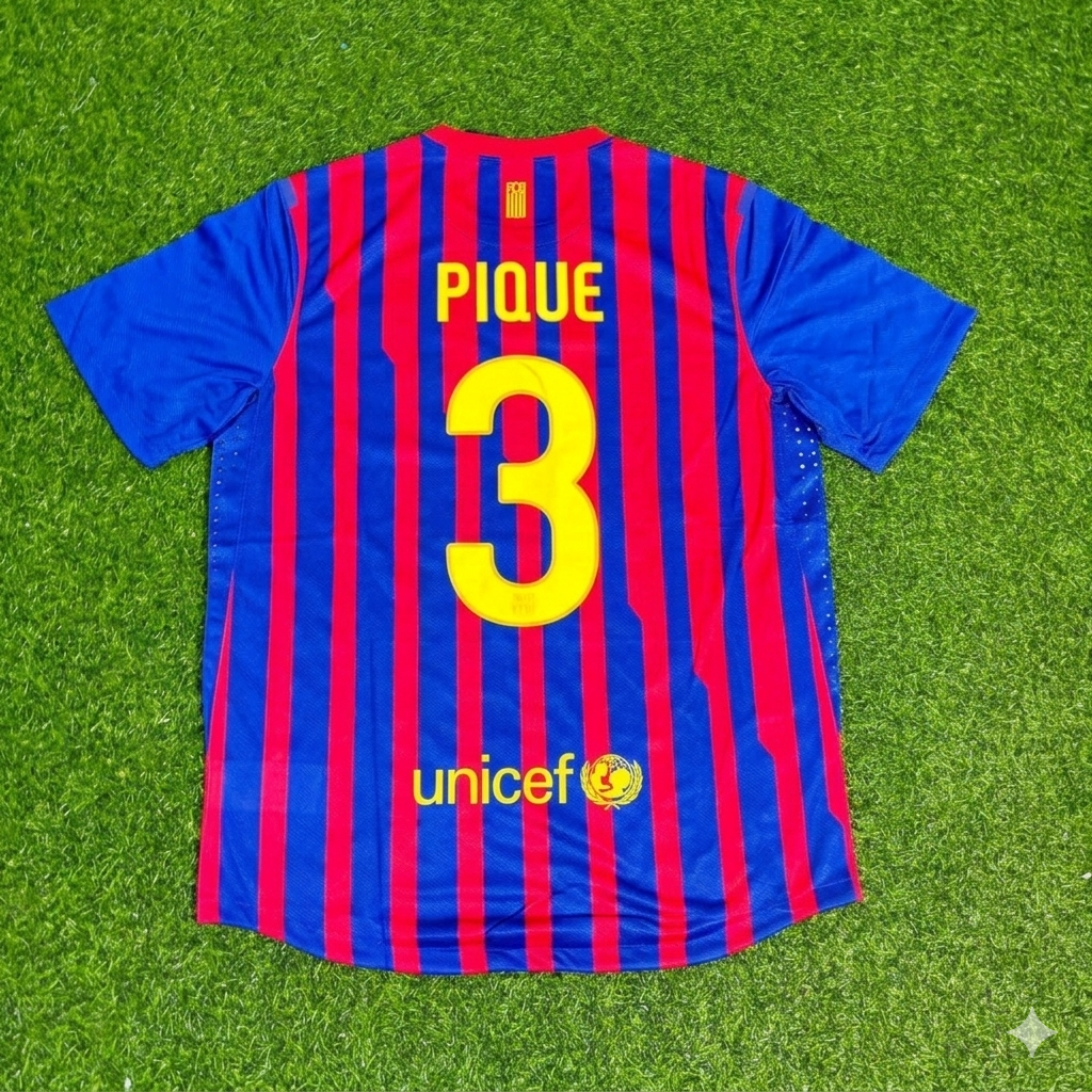 Gerard Pique Barcelona 2011/2012 Retro Home Football Jersey