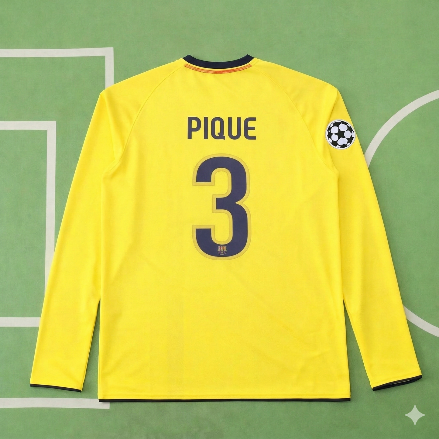Gerard Pique FC Barcelona 08/09 Season Yellow Away Retro Jersey Trikot Soccer Shirt