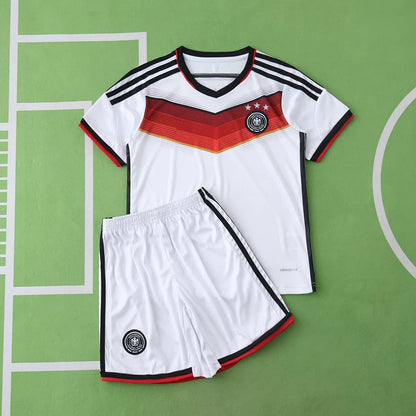 Germany Deutschland 2014 World Cup White Retro Kids Kit Jersey Trikot Maillot Soccer Shirt