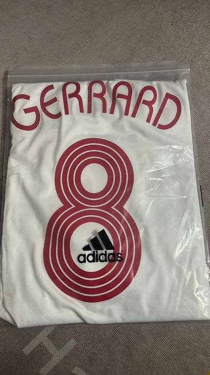 Steven Gerrard Liverpool 2007 White Blue Long Sleeve Retro Jersey