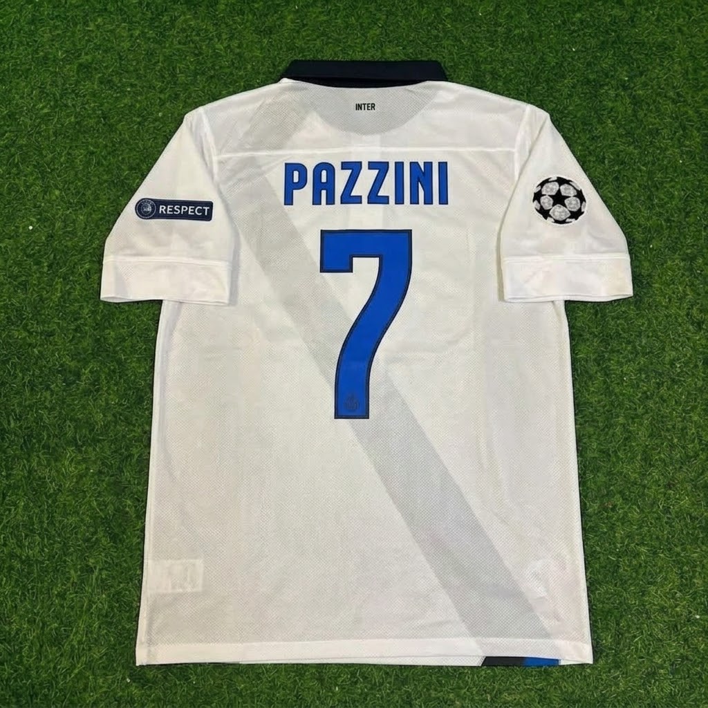Giampaolo Pazzini #7 Inter 2011/2012 White Away Jersey Trikot Maillot Maglia Soccer Shirt