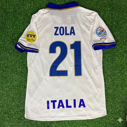 Gianfranco Zola # 21 Italy EURO 1996 White Retro Jersey
