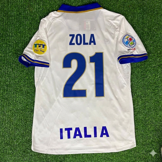 Gianfranco Zola # 21 Italy EURO 1996 White Retro Jersey