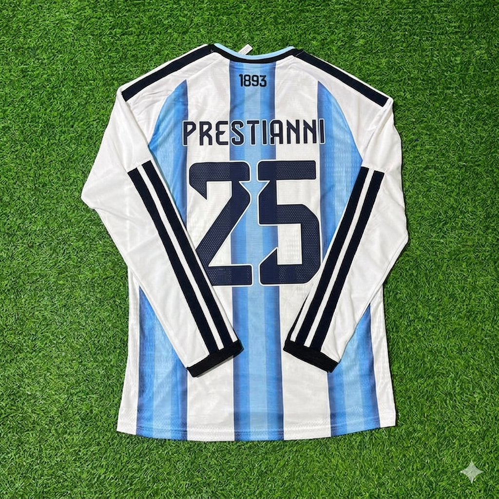 Gianluca Prestianni #25 Argentina 2026 World Cup Long Sleeve Football Jersey Kit