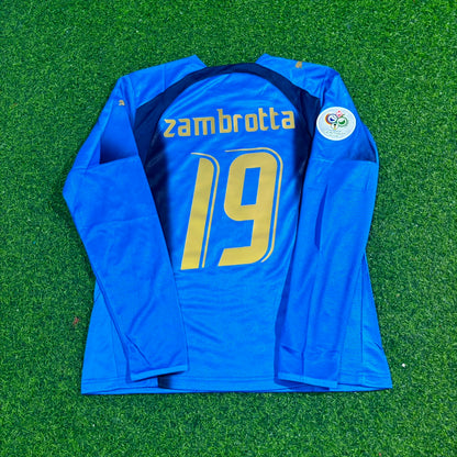 Gianluca Zambrotta #19 Italien 2006 WM Finale Langarm Retro Fußballtrikot