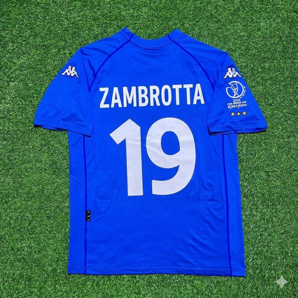 Gianluca Zambrotta #19 Italy 2002 World Cup Home Retro Jersey