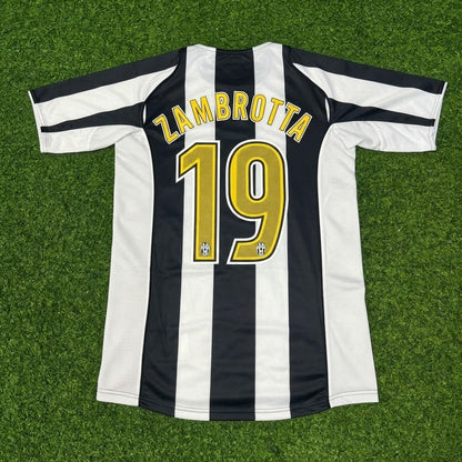 Gianluca Zambrotta #19 Juventus 2004-2005 Black White Home Retro Football Jersey