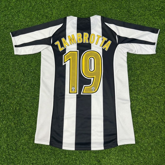Gianluca Zambrotta #19 Juventus 2004-2005 Black White Home Retro Football Jersey