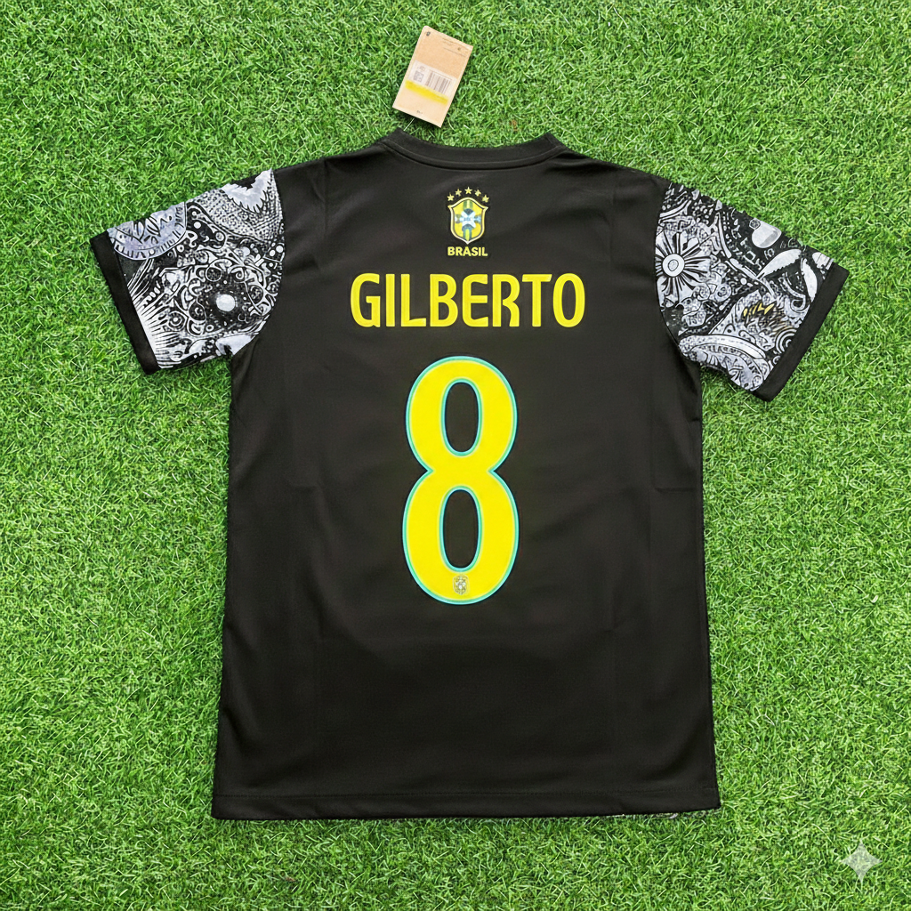 Gilberto Silva Brazil Iconic Retro Football Jersey Trikot Maglia Soccer Shirt